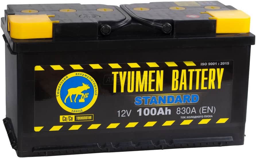 Аккумулятор Тюмень Standard 100R 100Ач 830А обр. пол.