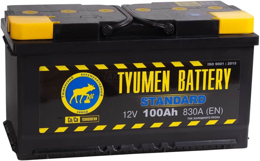 Аккумулятор Тюмень Standard 100L 830A 352x175x192 100Ач прямая пол.